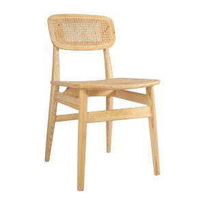 Silla Bruselas madera y asiento de ratán
